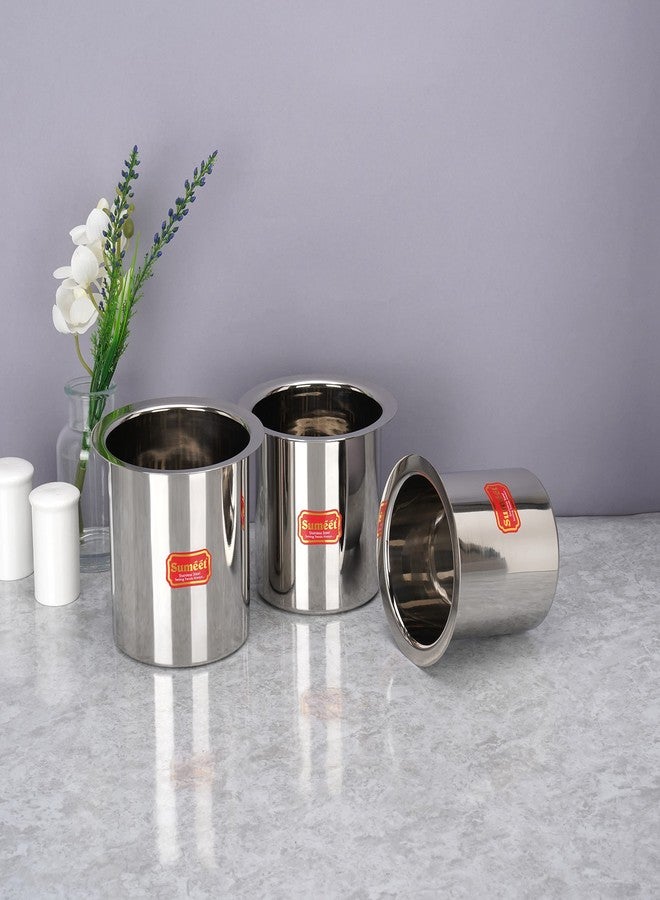 Sumeet Stainless Steel Ganj/Milk Boiler/Milk Pot/Long Tapeli Set of 3 Pieces (1150ml, 1450ml, 1800ml), Silver - Image 3