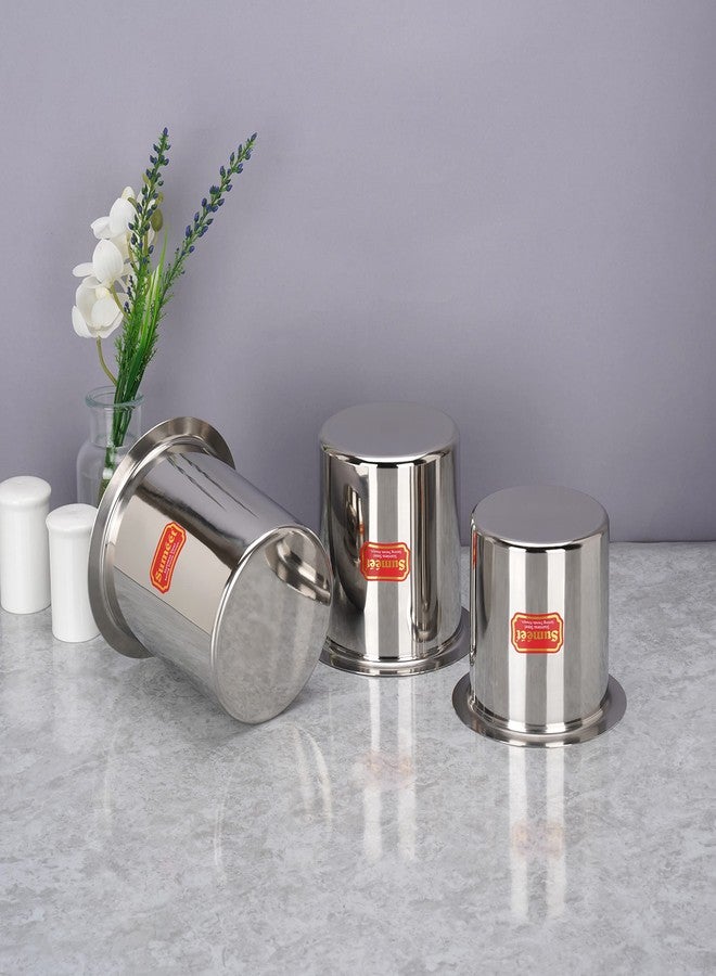 Sumeet Stainless Steel Ganj/Milk Boiler/Milk Pot/Long Tapeli Set of 3 Pieces (1150ml, 1450ml, 1800ml), Silver - Image 5