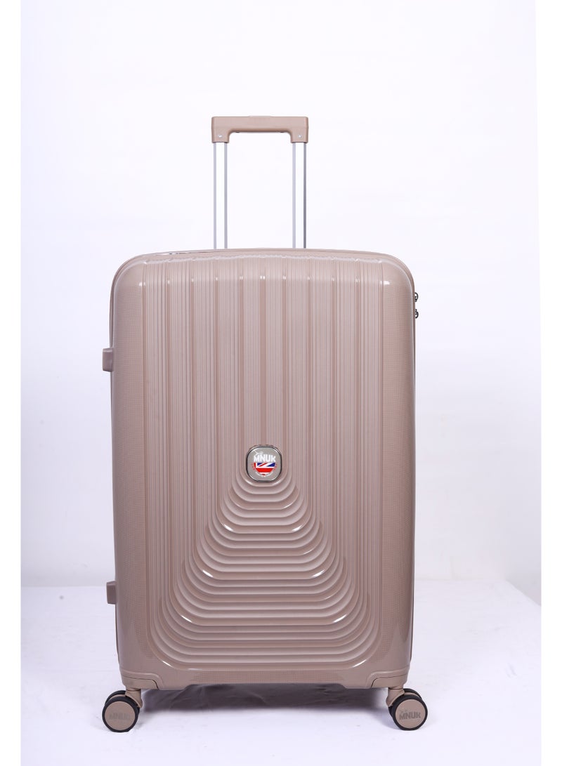 MNUK Viajero Stra Ordinario Set of 3 Luggage|Polypropylene (PP) Hardside Luggage Trolley|Double 360° 4 Wheeler| Cabin-20 Inch, Medium- 24 Inch, Large-28 Inch| Champagne - Image 2