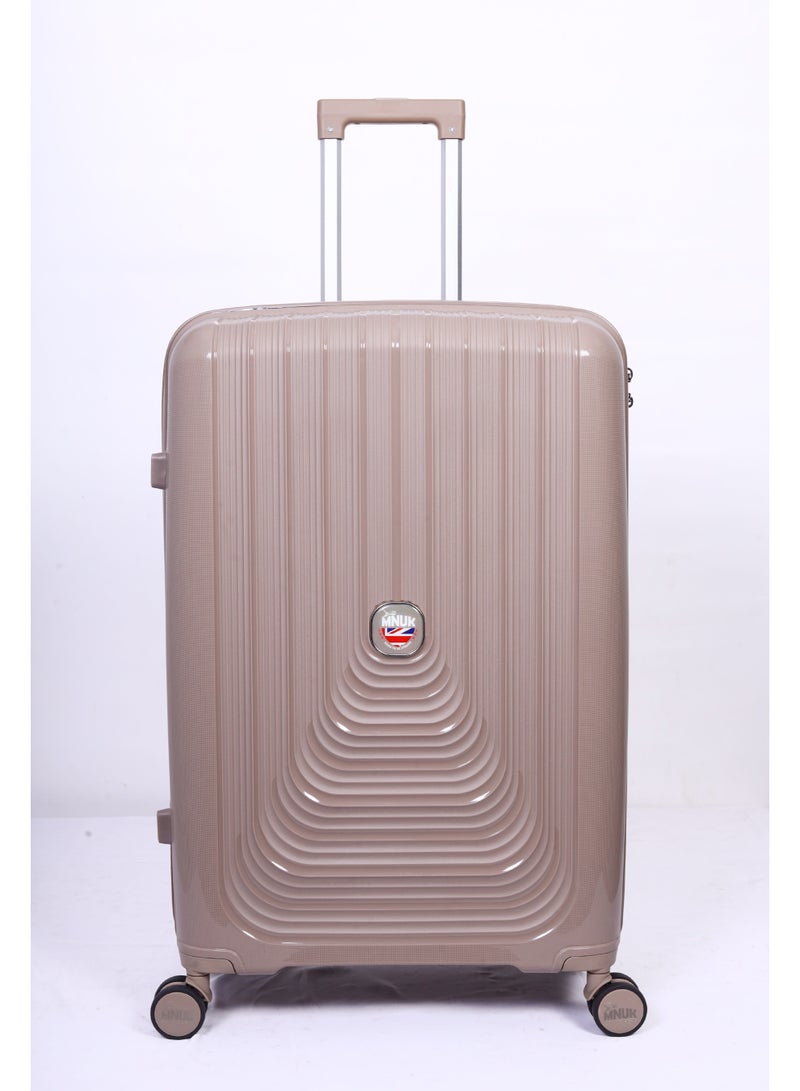 MNUK Viajero Stra Ordinario Set of 3 Luggage|Polypropylene (PP) Hardside Luggage Trolley|Double 360° 4 Wheeler| Cabin-20 Inch, Medium- 24 Inch, Large-28 Inch| Champagne - Image 3