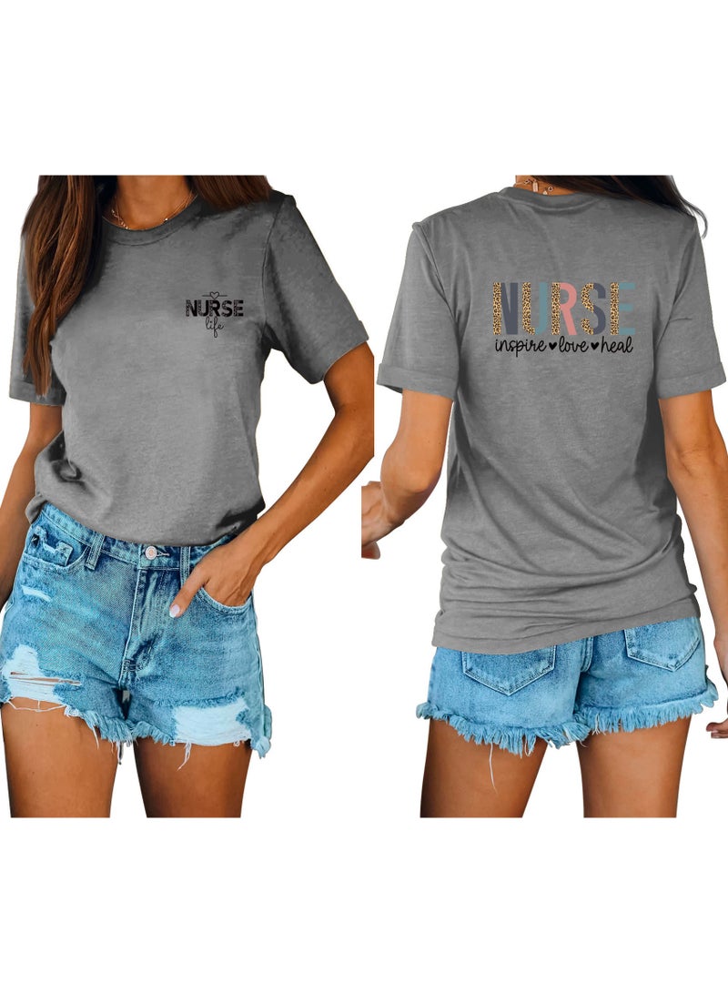 Casual Fashion With Front And Back Prints  Loose Round-neck Short Sleeves - Image 1
