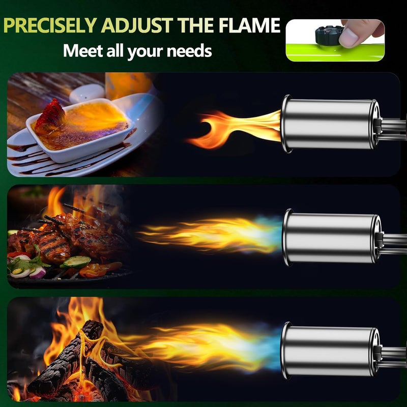 SEESE Powerful Propane Torch Gun,Kitchen Cooking Torch With One-Touch Max Fire, Charcoal Lighter with a Safety Lock, Adjustable Blow Torch for Sous Vide, BBQ, Campfire, Fireplace(Tank Not Included) - Image 2