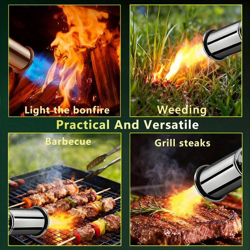 SEESE Powerful Propane Torch Gun,Kitchen Cooking Torch With One-Touch Max Fire, Charcoal Lighter with a Safety Lock, Adjustable Blow Torch for Sous Vide, BBQ, Campfire, Fireplace(Tank Not Included) - Image 5