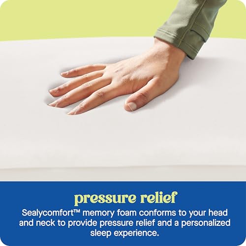 Sealy Dreamlife Queen Size Memory Foam Cooling Pillow with Surface Guard Technology, Removable Machine-Washable Cover, 1 Year Limited Warranty, White - Image 4