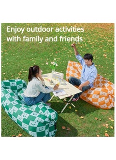 SYOSI Inflatable Sofa with Pillow, Portable Waterproof Couch for Camping, Beach, Travel, Picnics, Outdoor, Music Festivals, Backyard-Bean Bag Chair, Folding Sofa-Beach Bed (Green Checkered Smiling Face)  - Image 5