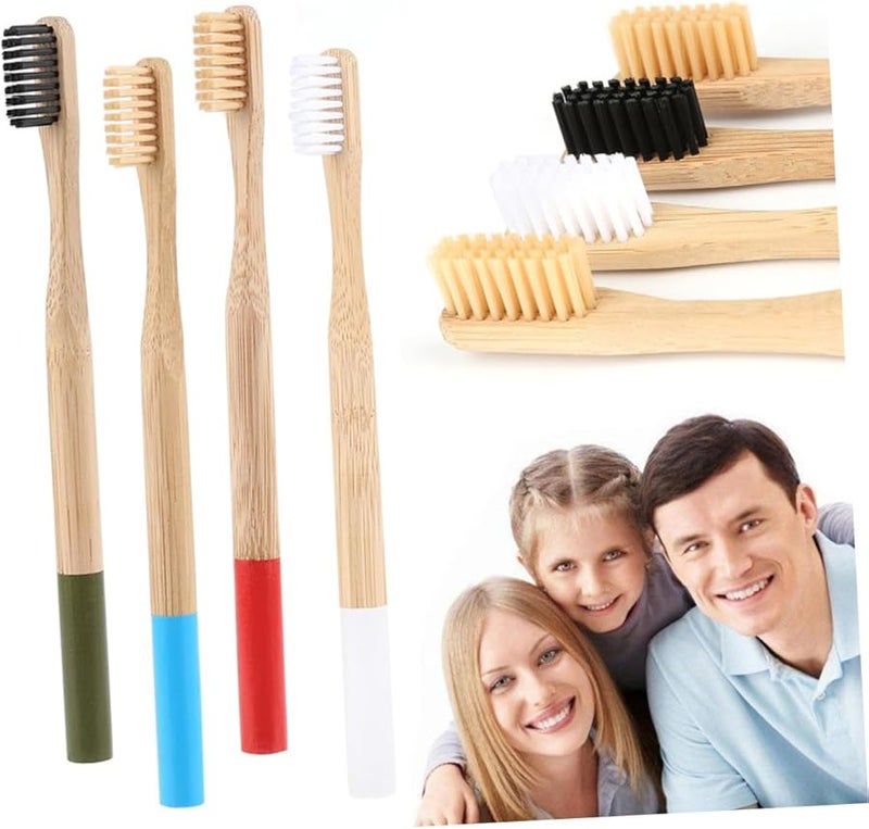 4 قطع فرشاة أسنان سوداء قابلة للتحلل للكبار بشعيرات ناعمة ومقبض مضاد للانزلاق - Image 3