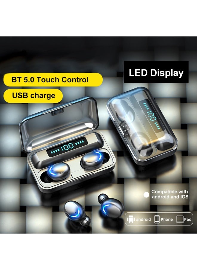 Generic - TWS True Wireless Bluetooth Headphone Headset Earbud With Mic LED Display USB Output Power Bank Black - Image 1