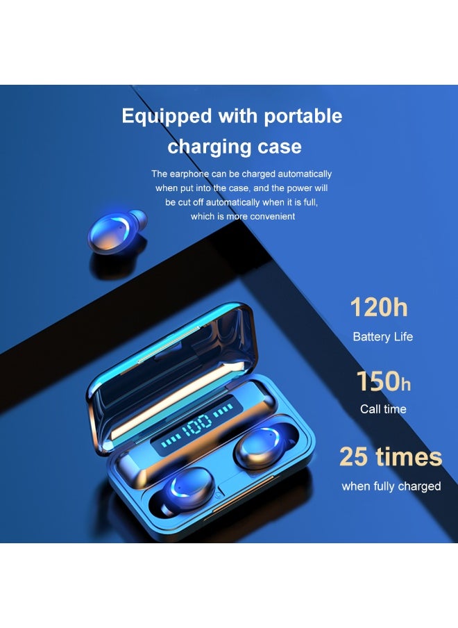 Generic - TWS True Wireless Bluetooth Headphone Headset Earbud With Mic LED Display USB Output Power Bank Black - Image 1