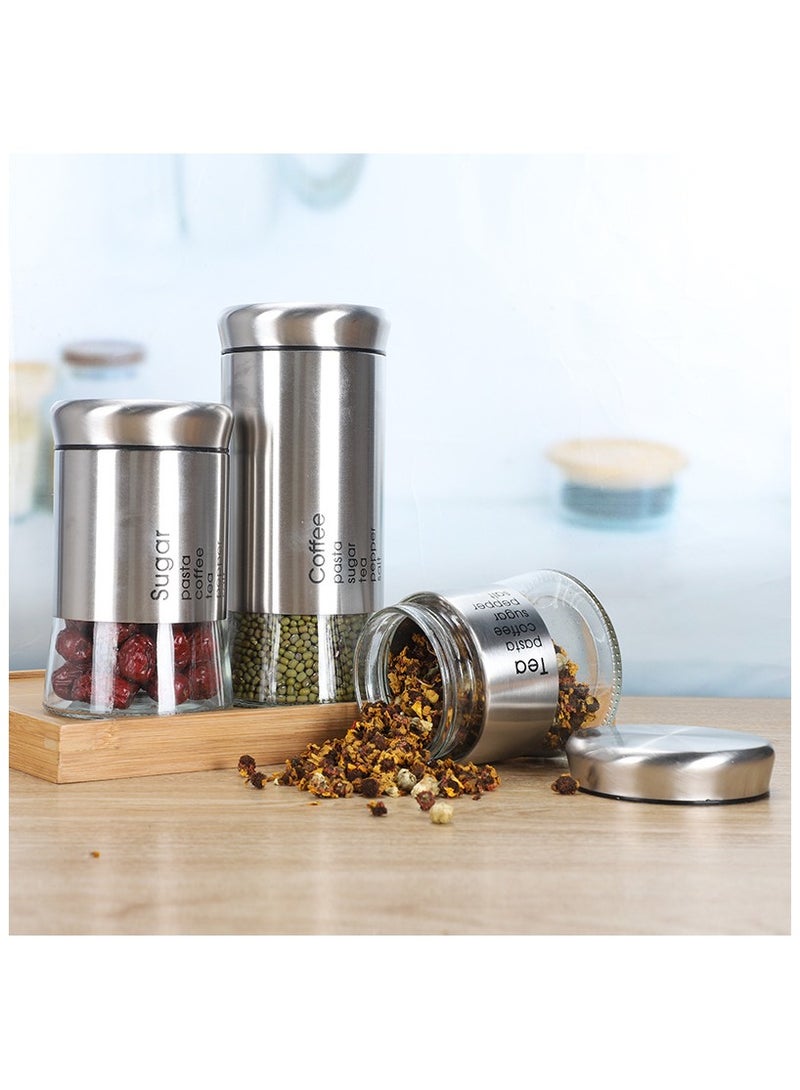 3 Pieces Airtight Coffee Tea Sugar Jars Set  - Image 2