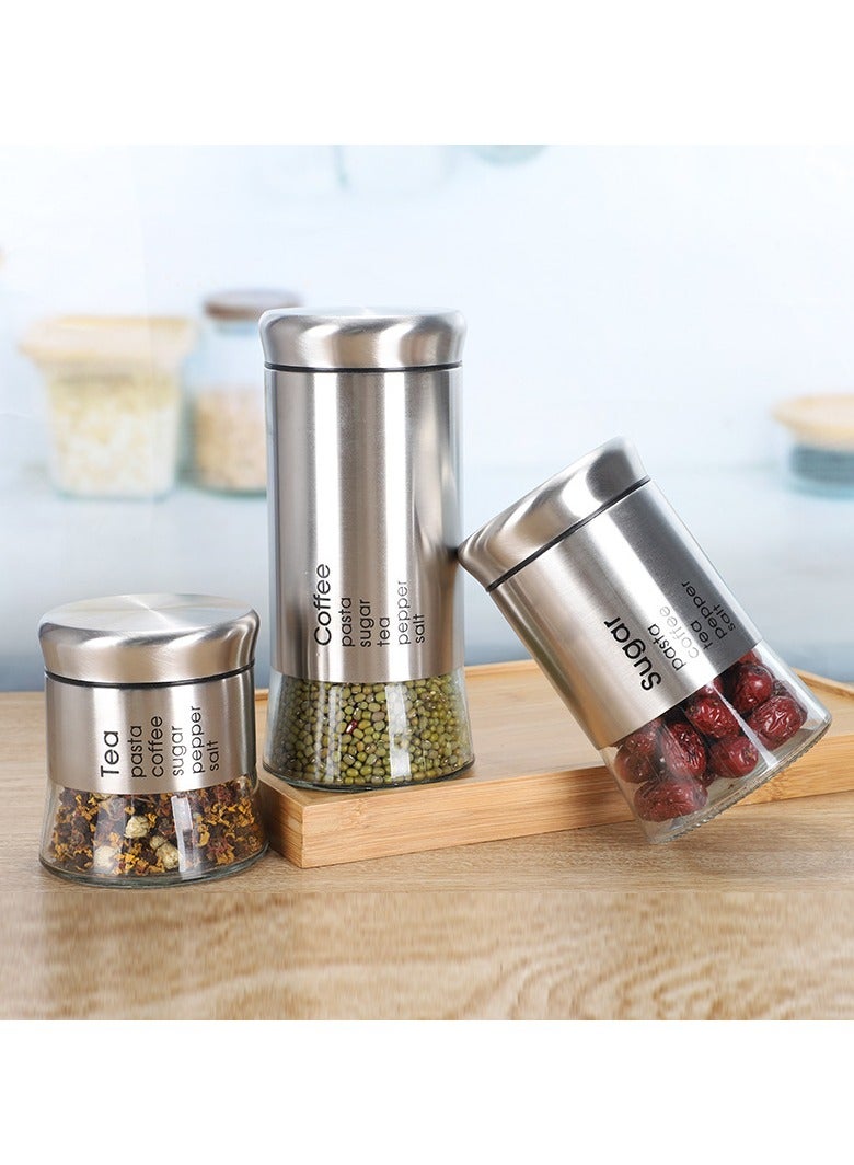 3 Pieces Airtight Coffee Tea Sugar Jars Set  - Image 3