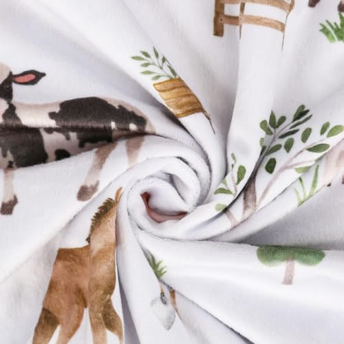BOPRIO Baby Blankets for Boys Girls Soft Lightweight Nursery Minky Blankets with Double Layer Dotted Backing for Infant Toddler Nursery Crib with Cute Farm Animals Design 30 x 40 Inch - Image 3
