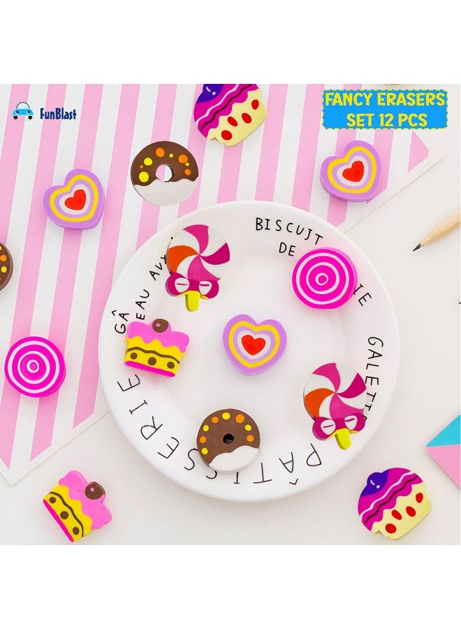 فنبلاست ممحاة فن بلاست للأطفال - مجموعة من 12 ممحاة أنيقة بطابع الوجبات السريعة والآيس كريم، مجموعة ممحاة كهدية، أدوات مكتبية كاواي، ممحاة مطاطية للأطفال، مجموعة أدوات مكتبية للأطفال - Image 2