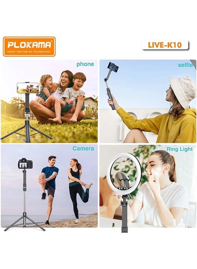 PLOKAMA LIVE-K10 200cm Live Broadcast Stand – Adjustable Tripod Phone Holder with Ring Light Mount, Overhead Arm, Stable Base for Live Streaming, Video Recording, TikTok, YouTube, Makeup, Online Classes - Image 2