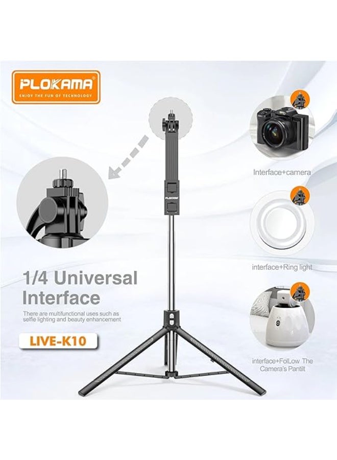 PLOKAMA LIVE-K10 200cm Live Broadcast Stand – Adjustable Tripod Phone Holder with Ring Light Mount, Overhead Arm, Stable Base for Live Streaming, Video Recording, TikTok, YouTube, Makeup, Online Classes - Image 4