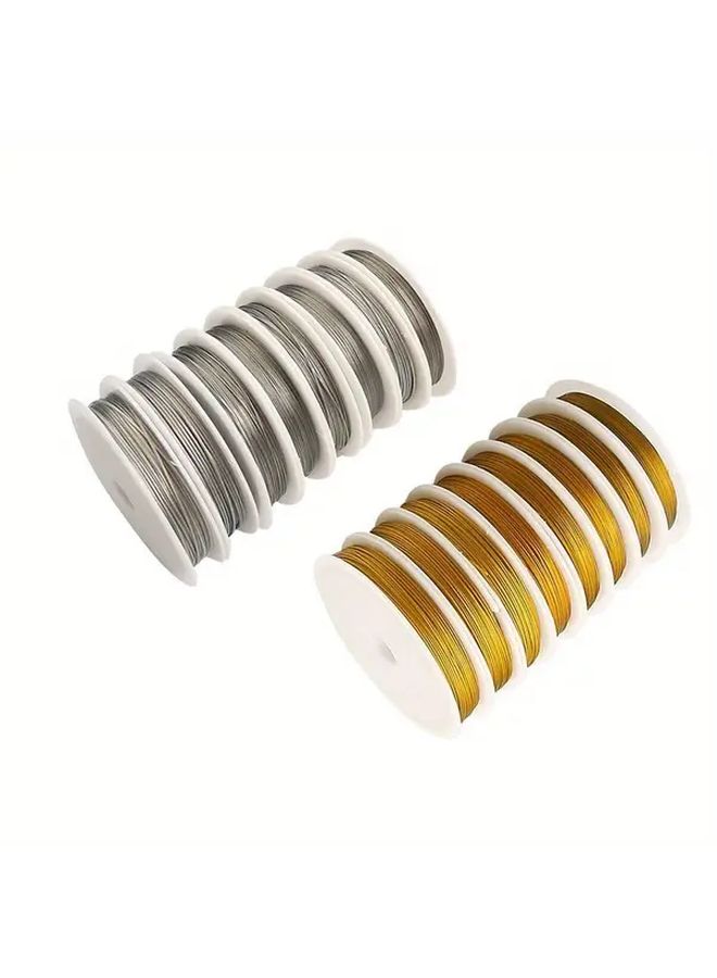 White Golden 0.6mm 511.81 Inch Steel Wire Beading Thread For DIY Handmade Bracelet Necklace Stringing - Image 2