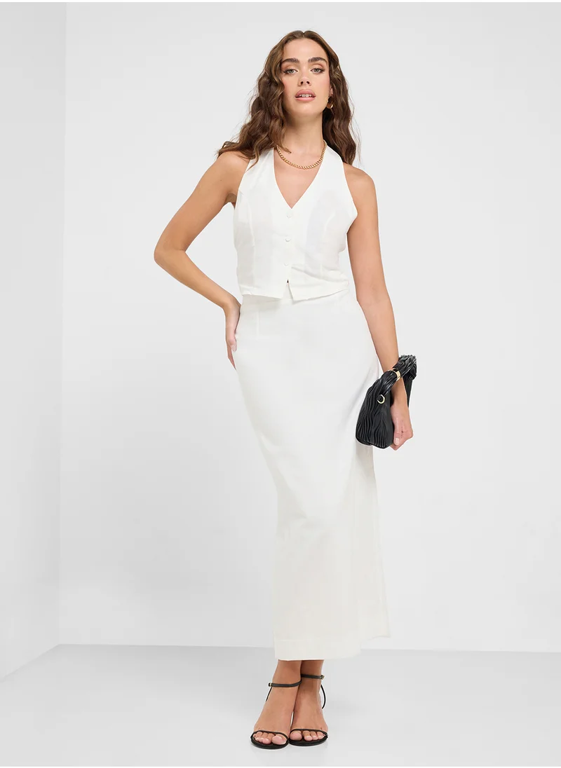 Ginger Halter Neck Button Down Top & Maxi Skirt Set