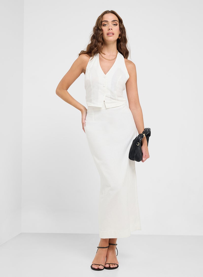 Ginger Halter Neck Button Down Top & Maxi Skirt Set  - Image 1