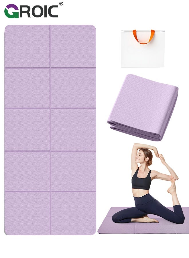 GROIC Foldable Yoga Mat,185*80CM Non-Slip Exercise Mat with Carry Bag, Odor-Free Double-Sided Fitness Mat for Yoga Pilates Floor Workouts Stretching, Portable and Lightweight for Studio or Home Use - Image 1