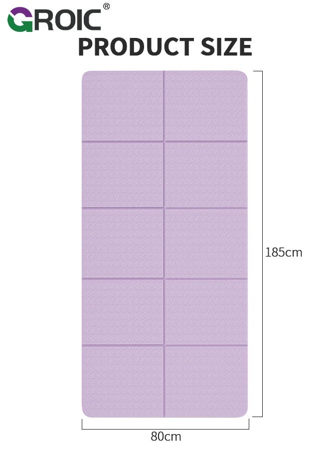 GROIC Foldable Yoga Mat,185*80CM Non-Slip Exercise Mat with Carry Bag, Odor-Free Double-Sided Fitness Mat for Yoga Pilates Floor Workouts Stretching, Portable and Lightweight for Studio or Home Use - Image 4