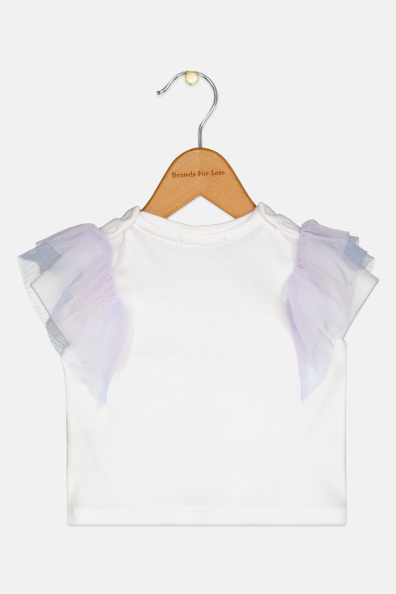 Choupette Toddlers Girl Metallic Short Sleeve Top, White - Image 2