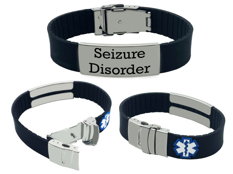Seizure Disorder Sport Medical Alert ID Bracelet for Men and Women