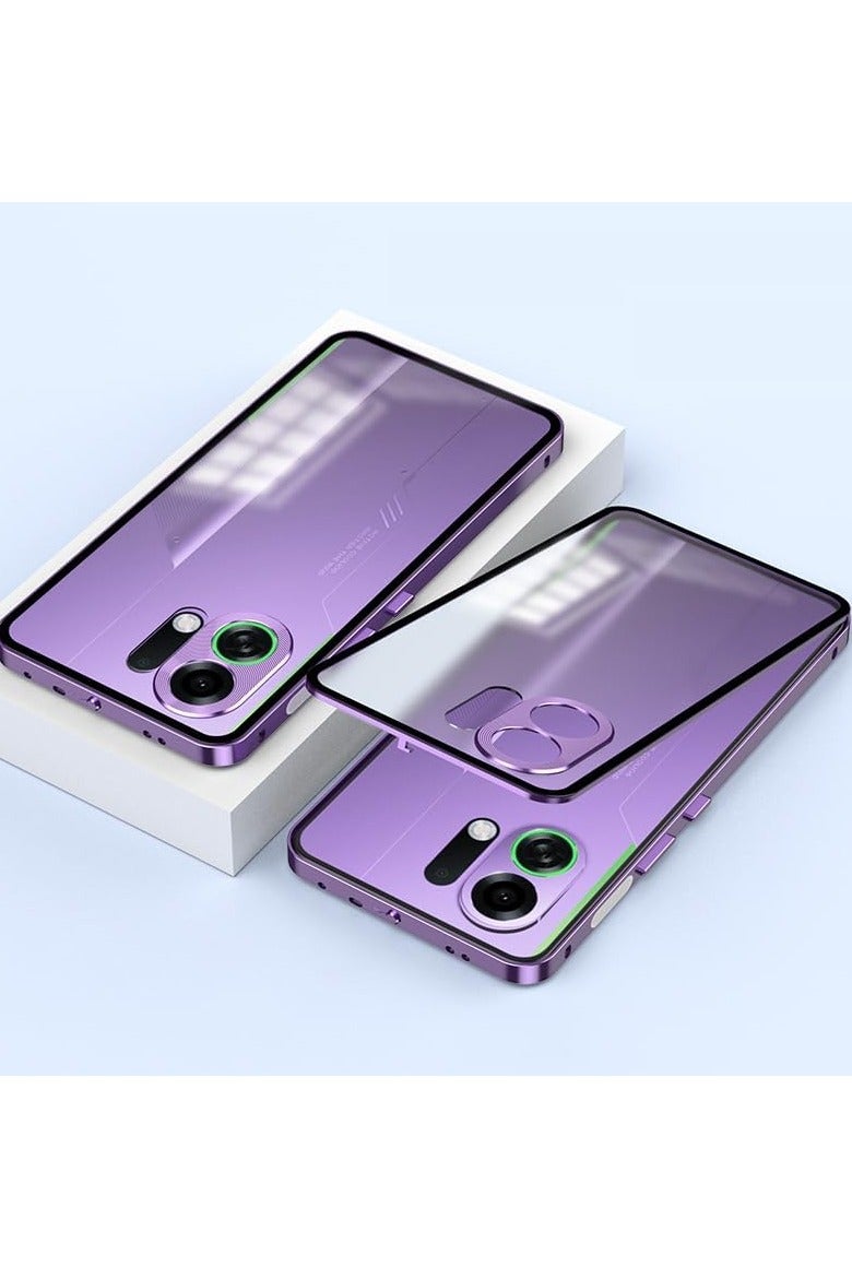 general Metal frame protective case compatible with OPPO K13 Turbo Pro, elastic buckle matte back plate and PC back plate metal frame, OPPO K13 Turbo Pro shockproof and drop-proof cover