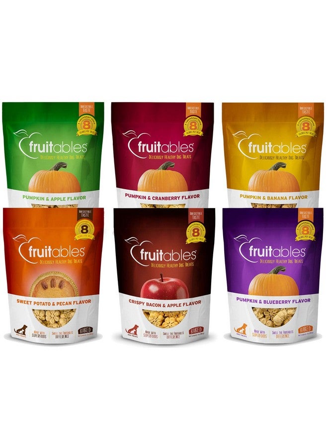 Fruitables Pumpkin Dog Treats, 7oz, Crunch Variety Pack of 6 - Image 1
