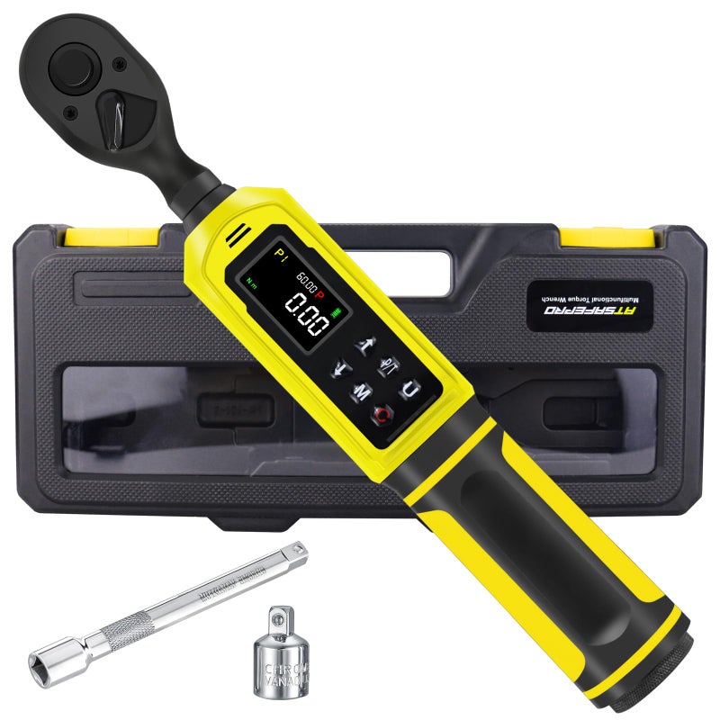 ATsafepro 3/8-Inch Digital Drive Torque Wrench-1-60Nm (1-44 ft-lb),High-Precision Torque Wrench with Buzzer, LED Flash, 5 Units, for Motorcycle & Home Repairs - Image 1