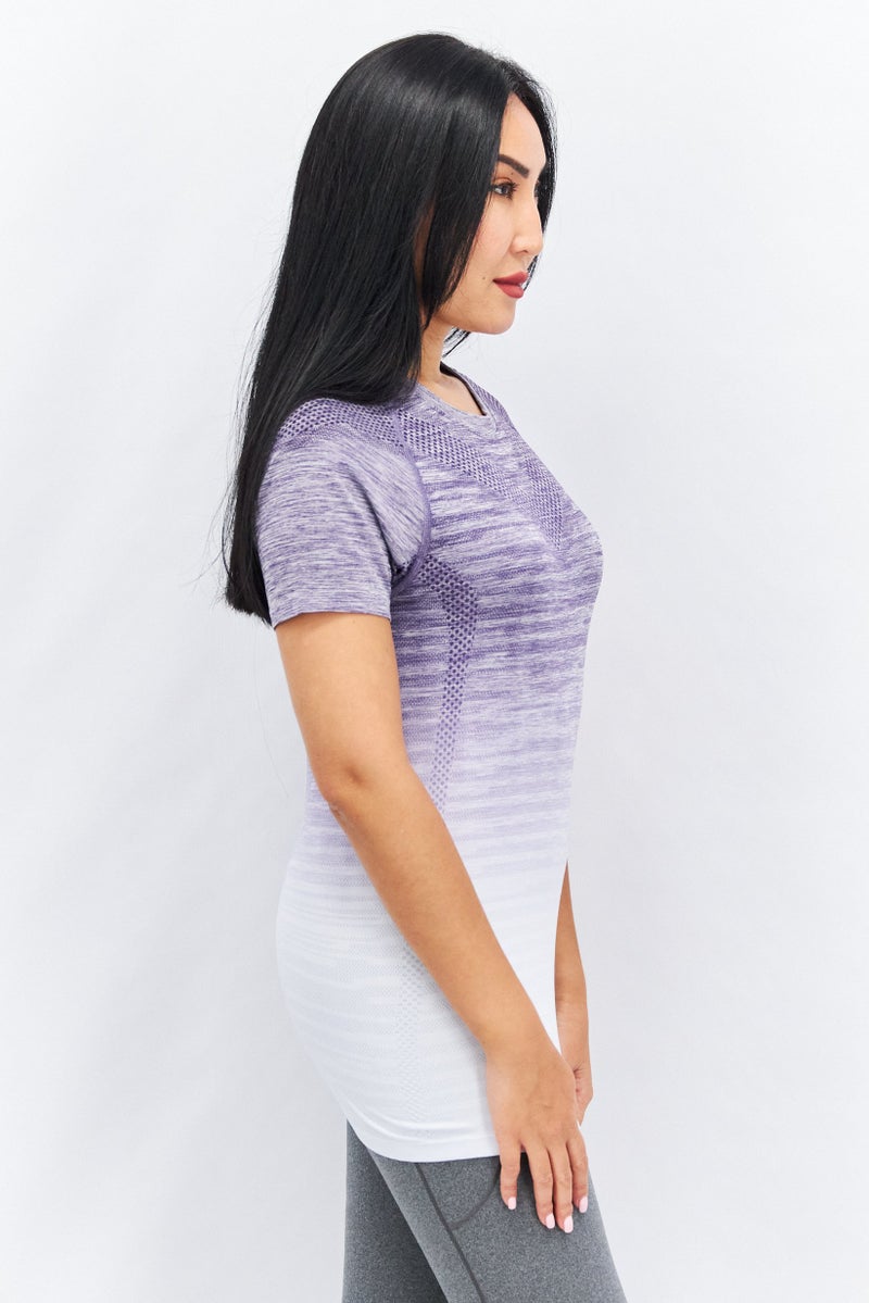 asics Women Sportswear Fit Brand Logo Training T-Shirt, Purple Combo - Image 3