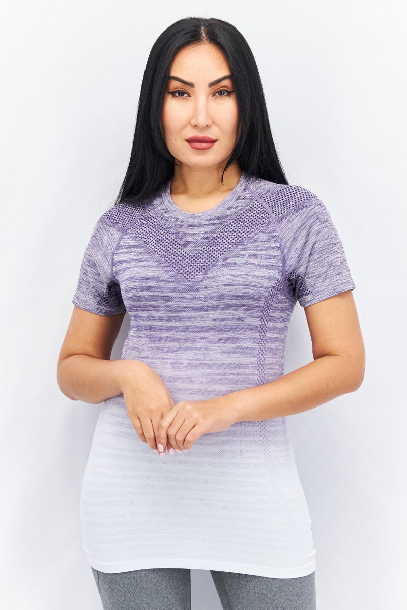 asics Women Sportswear Fit Brand Logo Training T-Shirt, Purple Combo - Image 1