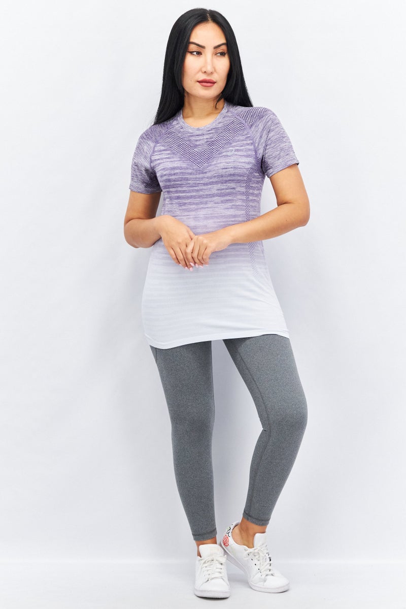 asics Women Sportswear Fit Brand Logo Training T-Shirt, Purple Combo - Image 2