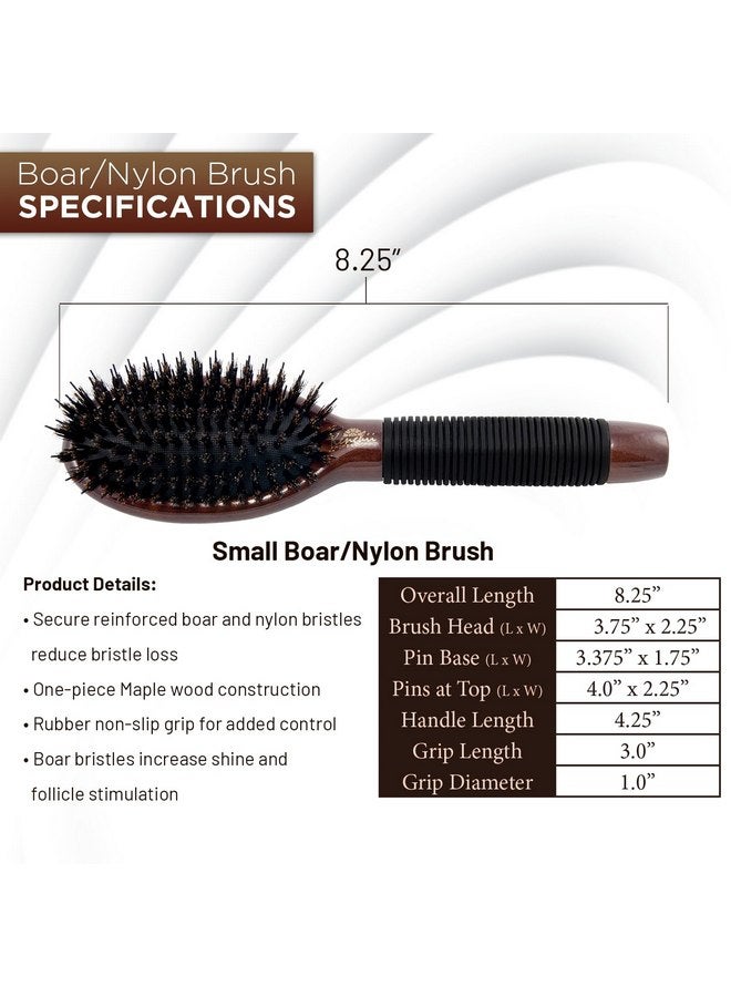 Kenchii Boar and Nylon Bristle Dog/Cat Grooming Brush with One-Piece Maple Body-Choose Size Large, Small (Small) - Image 3