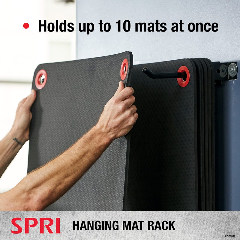 SPRI Hanging Exercise Mat Wall-Mounted Rack Hanging Exercise Mats, Black - Image 4