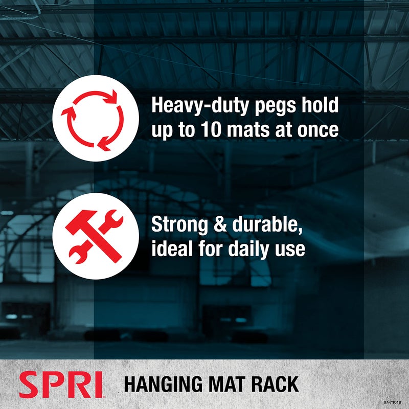 SPRI Hanging Exercise Mat Wall-Mounted Rack Hanging Exercise Mats, Black - Image 5