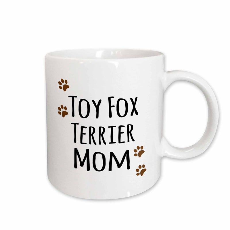 3dRose mug_154209_1 Toy Fox Terrier Dog Mom Doggie By Breed Brown Paw Prints Doggy Lover Proud Pet Owner Mama Ceramic Mug, 11-Ounce - Image 1