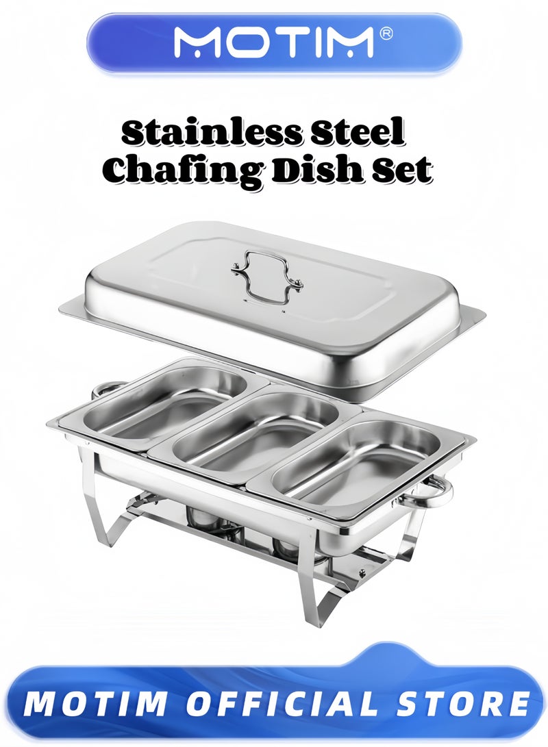 Motim Commercial Stainless Steel Chafing Dish Set for Dinner & Restaurants & Banquets & Wedding & Parties,1/3 Plate - Image 1