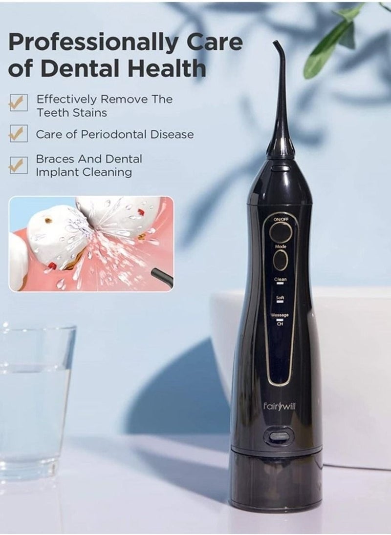 Fairywill Portable Oral Irrigator USB Rechargeable Dental Water Flosser Jet Irrigator Dental Teeth Cleaner 3 Modes 300ML - Image 3