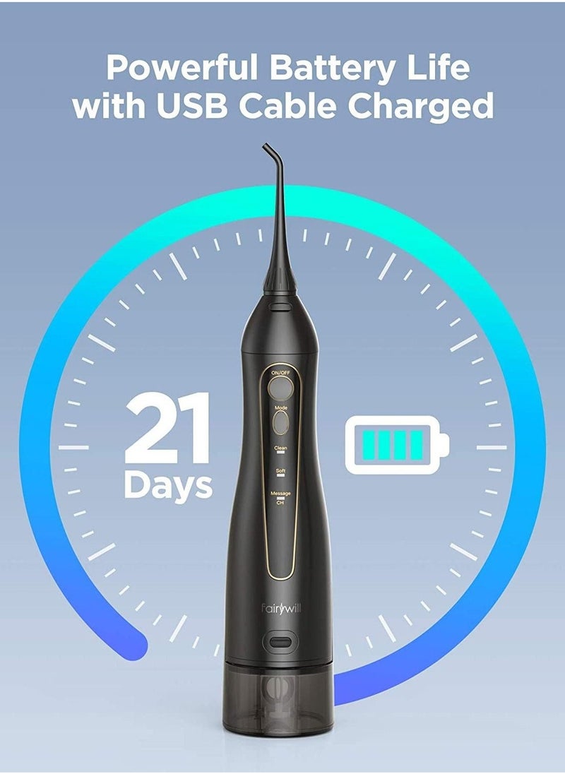Fairywill Portable Oral Irrigator USB Rechargeable Dental Water Flosser Jet Irrigator Dental Teeth Cleaner 3 Modes 300ML - Image 4