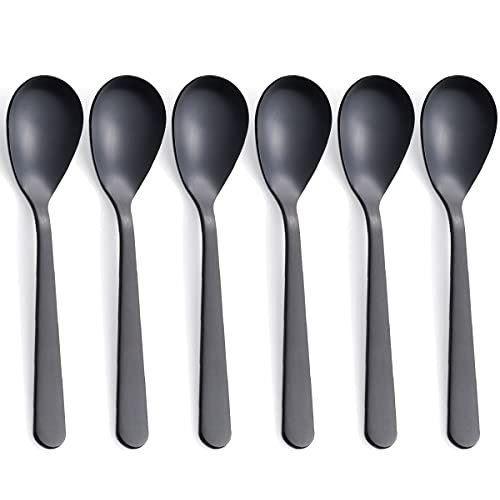 FULLYWARE Matte Black Demitasse Espresso Coffee Spoons, Stainless Steel Satin Finish, Mini Teaspoons, Sugar Spoons, 4.7-inch, Set of 6 - Image 1