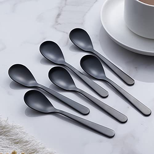FULLYWARE Matte Black Demitasse Espresso Coffee Spoons, Stainless Steel Satin Finish, Mini Teaspoons, Sugar Spoons, 4.7-inch, Set of 6 - Image 2