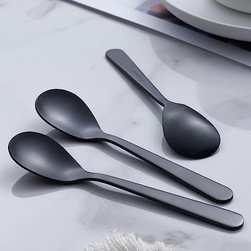 FULLYWARE Matte Black Demitasse Espresso Coffee Spoons, Stainless Steel Satin Finish, Mini Teaspoons, Sugar Spoons, 4.7-inch, Set of 6 - Image 5