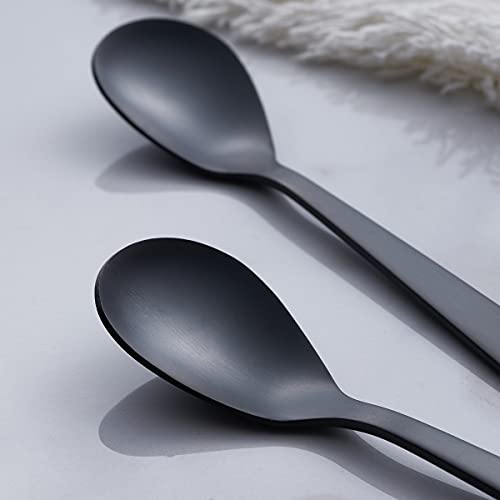 FULLYWARE Matte Black Demitasse Espresso Coffee Spoons, Stainless Steel Satin Finish, Mini Teaspoons, Sugar Spoons, 4.7-inch, Set of 6 - Image 4