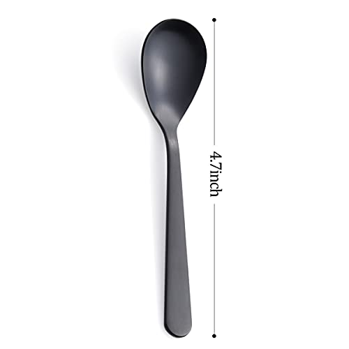 FULLYWARE Matte Black Demitasse Espresso Coffee Spoons, Stainless Steel Satin Finish, Mini Teaspoons, Sugar Spoons, 4.7-inch, Set of 6 - Image 3
