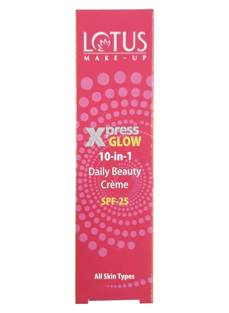 لوتس كريم لوتس ميك-أب إكسبرس جلو ١٠ في ١ للتجميل اليومي | برايت أنجل | ملون | لمسة نهائية شبه مطفية | عامل حماية من الشمس ٢٥ | ٣٠ غرام - Image 2