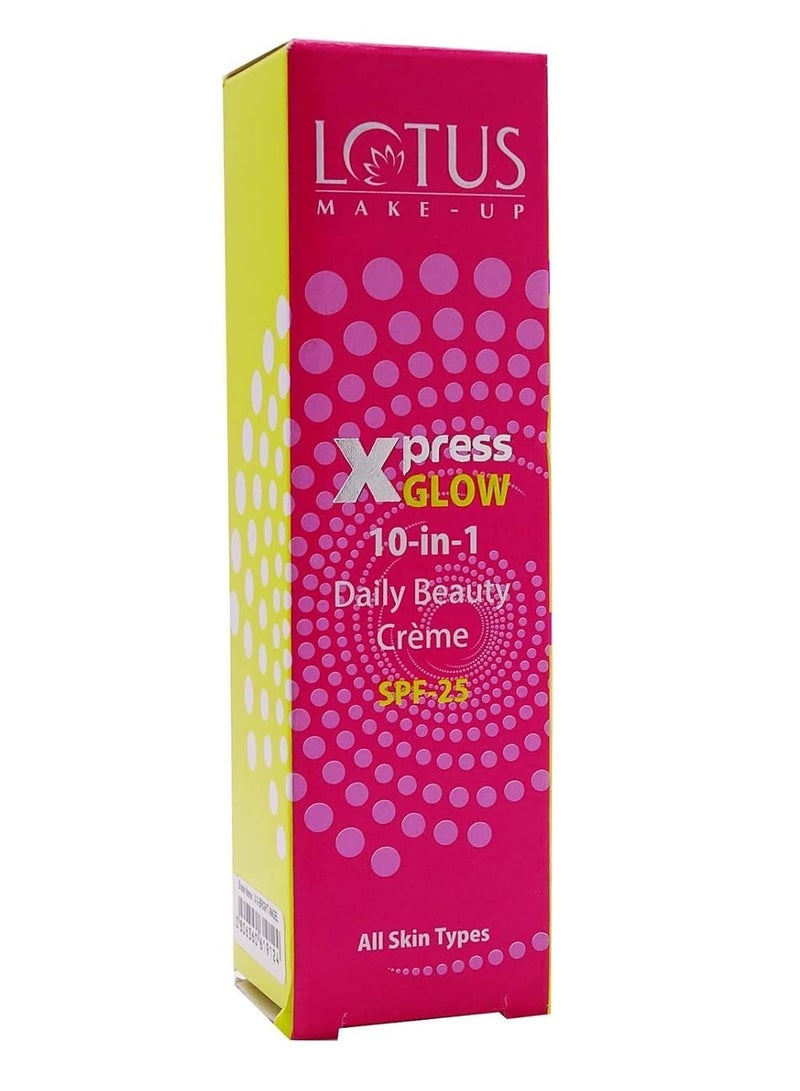 لوتس كريم لوتس ميك-أب إكسبرس جلو ١٠ في ١ للتجميل اليومي | برايت أنجل | ملون | لمسة نهائية شبه مطفية | عامل حماية من الشمس ٢٥ | ٣٠ غرام - Image 1