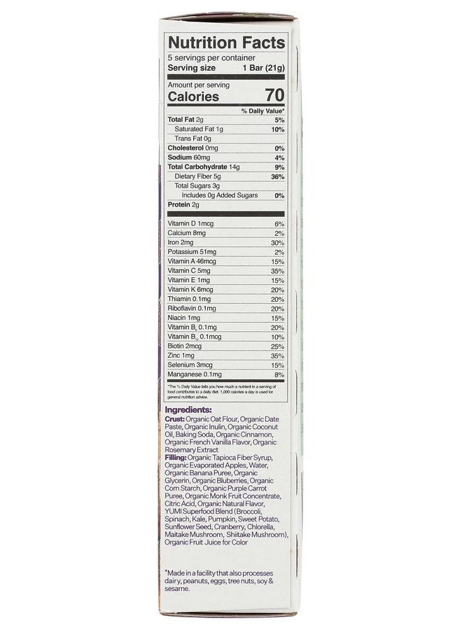 Yumi Organic Blueberry & Purple Carrot Toddler Bars, 3.7 OZ - Image 5