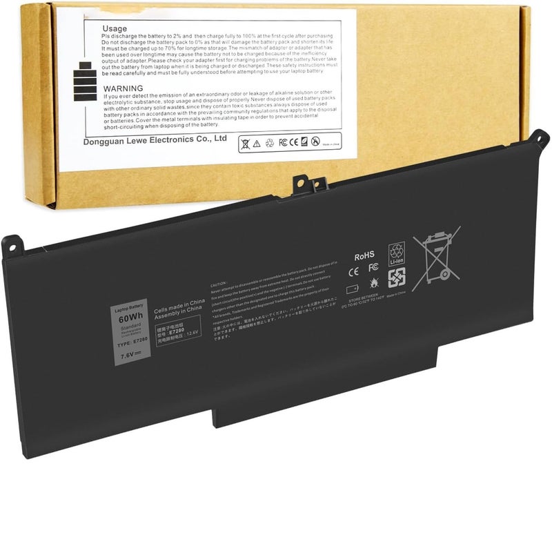 WeFly Laptop Battery for Dell Latitude 7280 7290 7480 7490 7380 7390 F3YGT DM3WC 0DM3WC 2X39G 0F3YGT DM6WC - Image 1