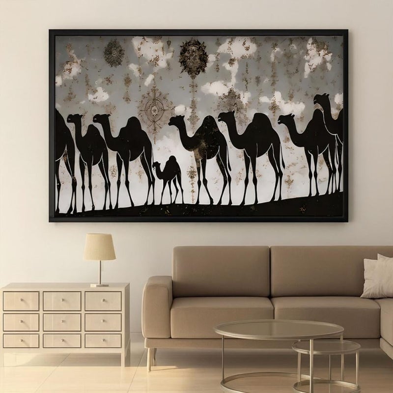 ماركتنا لوحة قماشية بتصميم الفن التراثي مع برواز مجوف مقاس (60×40) قطعة واحدة - Image 1