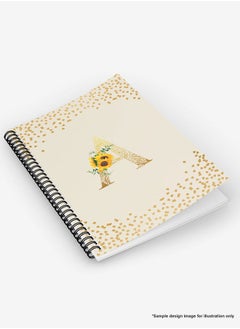 Stylizedd Designer A5 Spiral Notebook Memo Notepad Journal - Custom Monogram Initial Letter Mandala Floral Pattern Alphabet - V - Cream  - Image 5