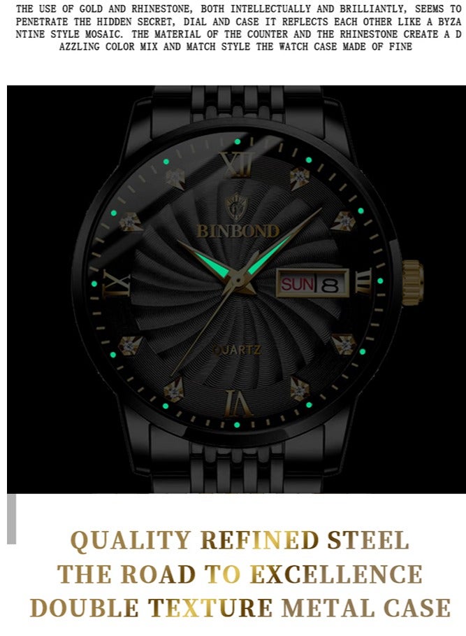 BINBOND Watches for Men Watch Luxury Stainless Steel Quartz Waterproof Watch - Image 5